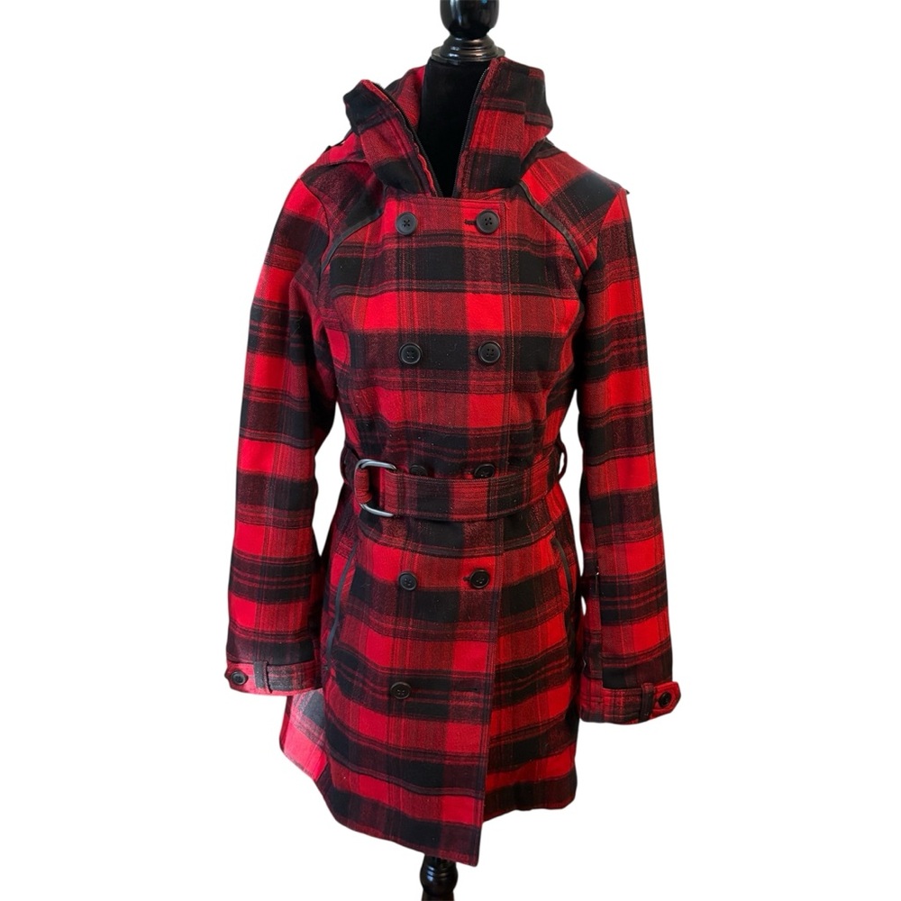 Columbia Red and Black Plaid Women's Coat